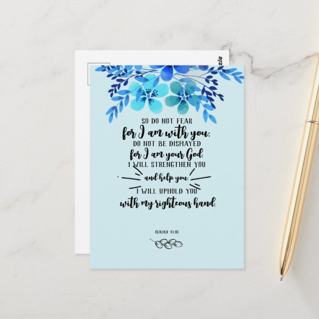 Gottes Versprechen für eure jeden Bedarf - Isa. 41 Postkarte (Vorderseite/Rückseite Beispiel)