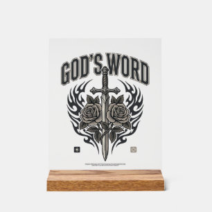 Gottes Wort Schwert & Rosen Vintage Christlich Acrylschild