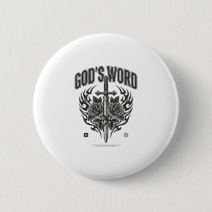 Gottes Wort Schwert & Rosen Vintage Christlich Button