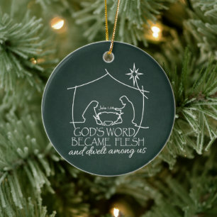 GOTTES WORT WURDE ZU FLESH Nativity Scripture Gift Keramik Ornament
