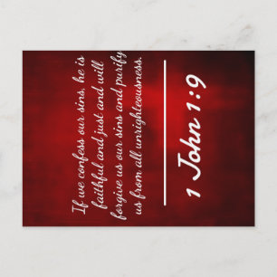 Gottes Zitate: 1 John 1:9 — "Geständnis und Vergeb Postkarte