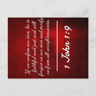 Gottes Zitate: 1 John 1:9 — "Geständnis und Vergeb Postkarte