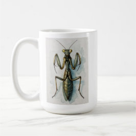 Gottesanbeterin Aquarellmalerei Insektenkunst  Kaffeetasse