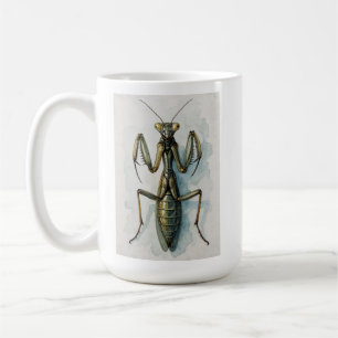 Gottesanbeterin Aquarellmalerei Insektenkunst Kaffeetasse