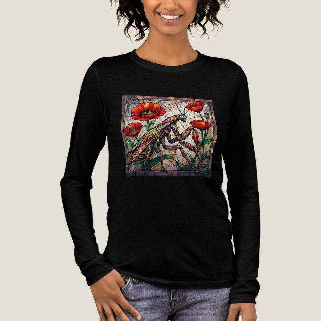 Gottesanbeterin Buntglas lebendige Mohnblume  Tri-Blend Shirt (Vorderseite)