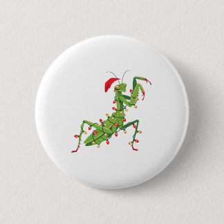 Gottesanbeterin Weihnachtsmann Hut Insektensammler Button
