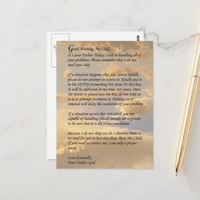 Gottesbrief Postkarte (Vorderseite/Rückseite Beispiel)