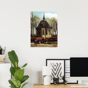 Gottesdienst in der Kirche, Nuenen von Vincent van Poster