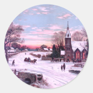 Gottesdienste am Weihnachtsmorgen Runder Aufkleber