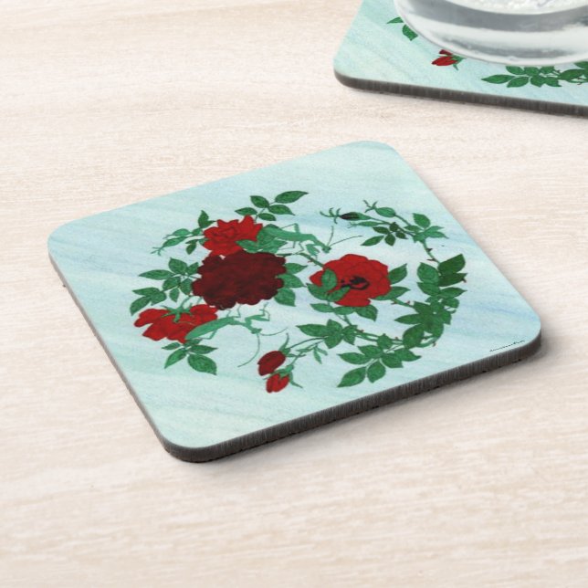 Gottesmantel & Rote Rosen Korkuntersetzer Getränkeuntersetzer (Linke Seite)