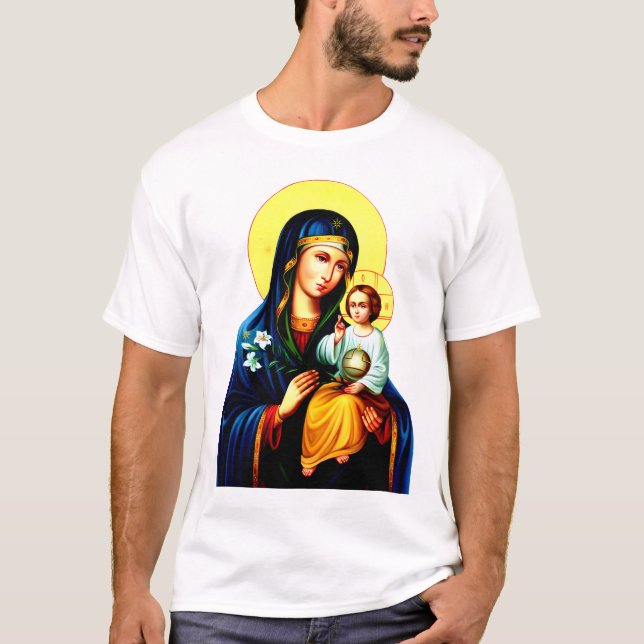 Gottesmutter-Jungfrau und Kind-2-Symbol T-Shirt (Vorderseite)