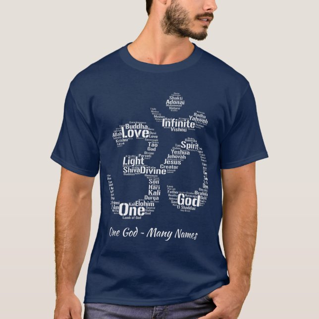 Gottesnamen in Om Symbol Yoga Inspiriert Om T-Shirt (Vorderseite)