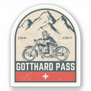 Gotthard-Pass Schweiz-Alpen Motorradtour Aufkleber