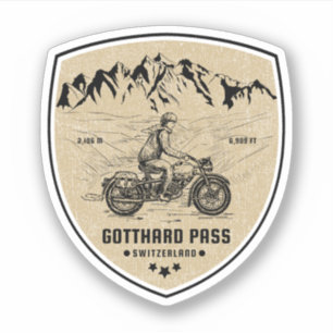 Gotthard-Pass Schweiz-Alpen Motorradtour Aufkleber