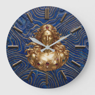 Göttin Aphrodite auf Lapislazuli-Zifferblatt Große Wanduhr