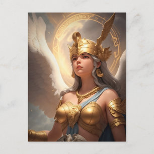 Göttin Athena umgeben von ihren Gedanken Postkarte