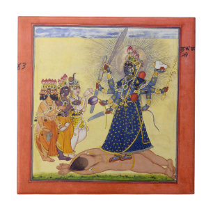 Göttin Bhadrakali, von den Göttern 1675 verehrt Fliese