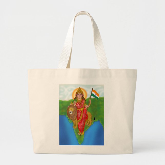 Göttin Bharat Mata-Tasche Jumbo Stoffbeutel (Vorne)