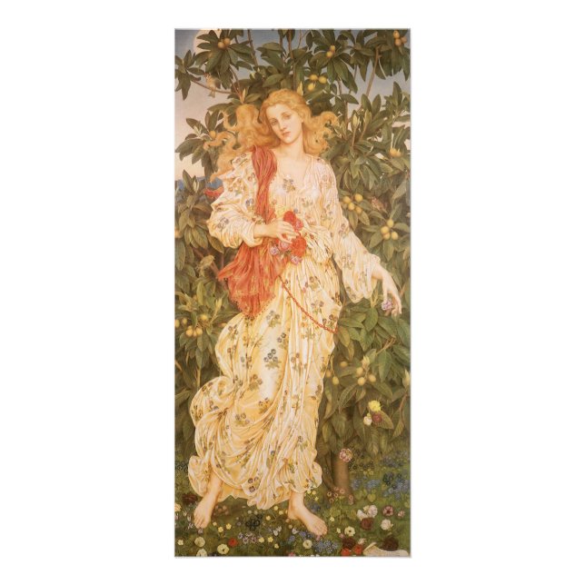 Göttin der Blüten und Blume, Flora von Morgan Werbekarte (Vorne)