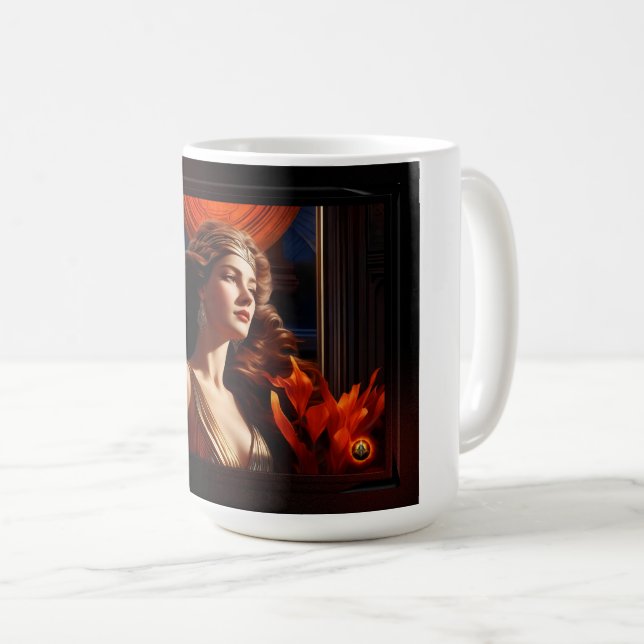 Göttin der Sonne Art Deco Romantischer Glamour Kaffeetasse (VorderseiteRechts)