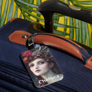 Göttin der Winterfantasy-Floralportrait Gepäckanhänger