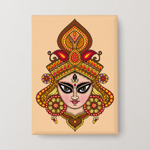 Göttin Durga Gesicht Knopf Button
