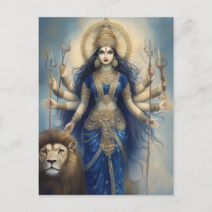 Göttin Durga mit göttlichem Löwen Hindu-Porträtpos Postkarte