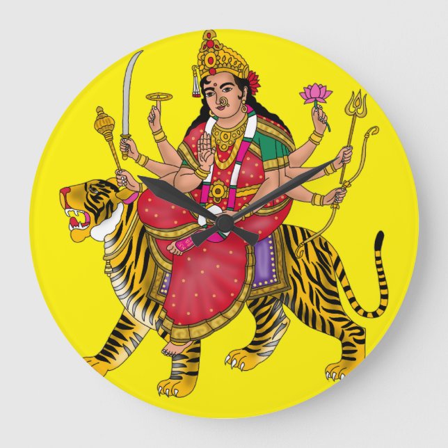 Göttin Durga-Uhr Große Wanduhr (Vorderseite)