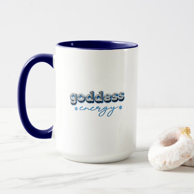 Göttin Energie (blau) Tasse (Mit Donut)