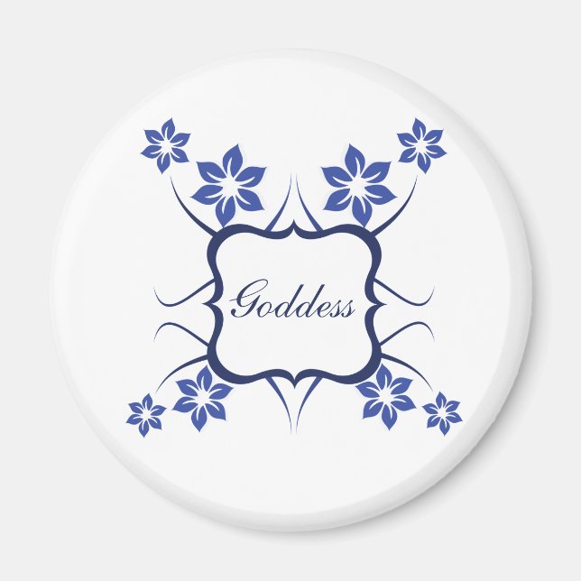 Göttin florales Magnet, lebhaftes Blau Magnet (Vorne)