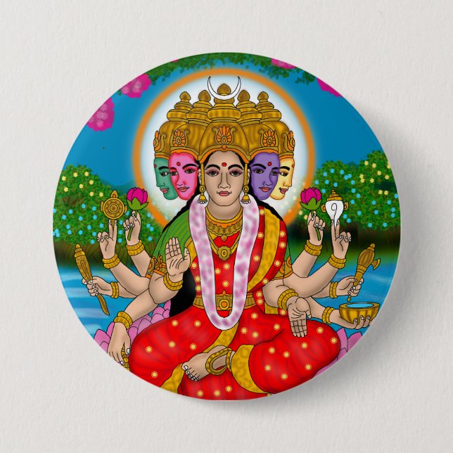 Göttin Gayatri Knopf Button (Vorderseite)