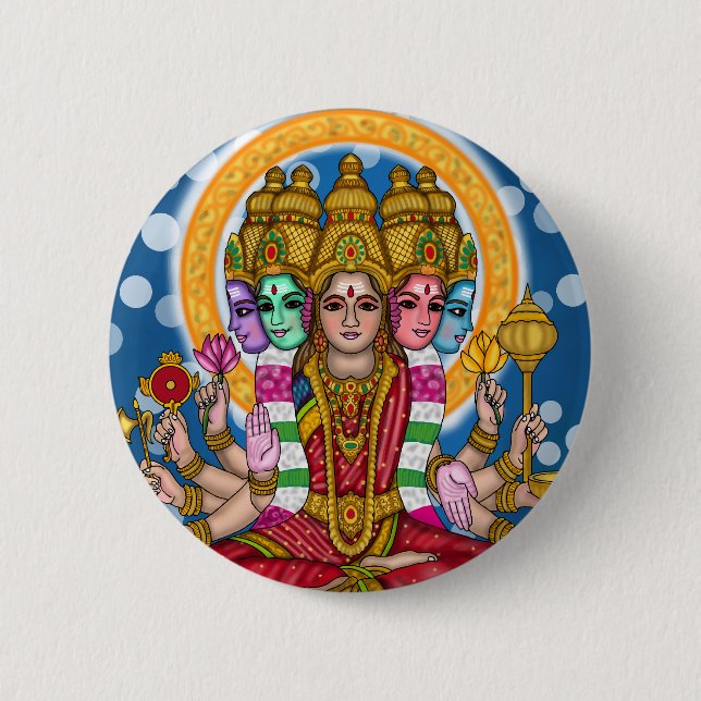 Göttin Gayatri Vintage-Knopf Button (Vorderseite)