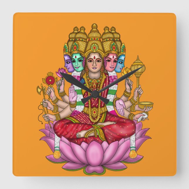 Göttin Gayatri Wanduhr (Vorderseite)
