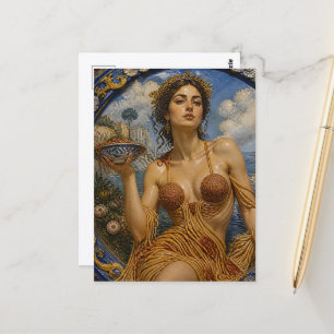 Göttin in einem Kleid aus Spaghetti Postkarte