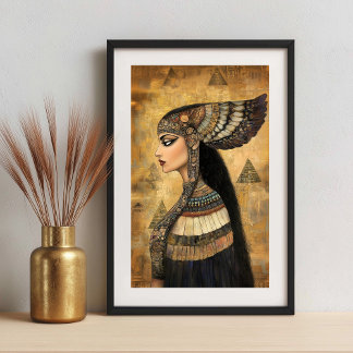 Göttin Isis: Gold Art Nouveau Ägyptisches Poster