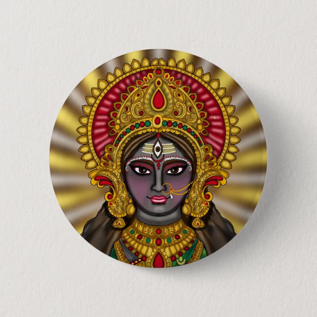 Göttin Kali Gesicht Knopf Button (Vorderseite)