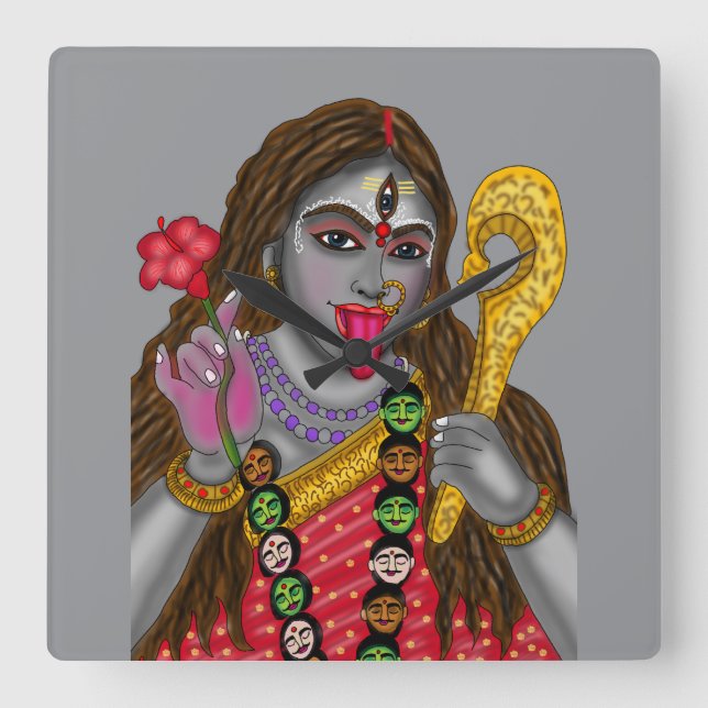 Göttin Kali Wanduhr (Vorderseite)