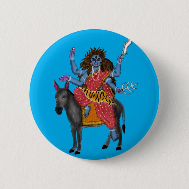 Göttin Kalratri Knopf Button (Vorderseite)