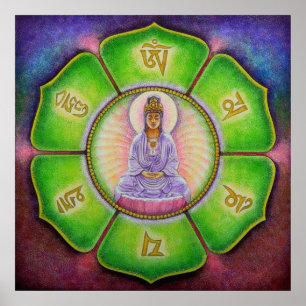 Göttin Kuan Yin "OM Mani Padme Summen-" Poster