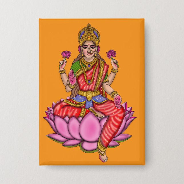 Göttin Lakshmi Knopf Button (Vorderseite)