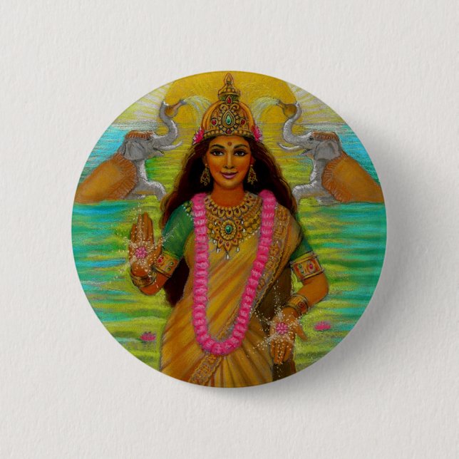 Göttin Lakshmi Knopf Button (Vorderseite)