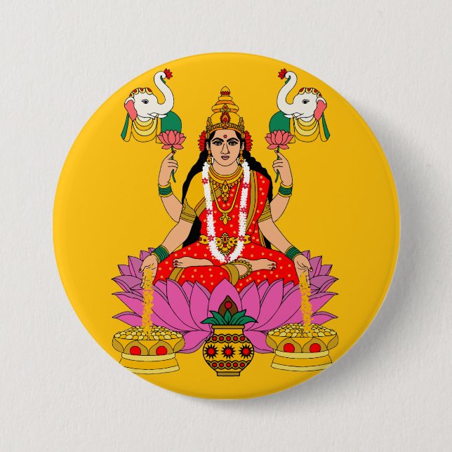 Göttin Lakshmi Knopf Button (Vorderseite)