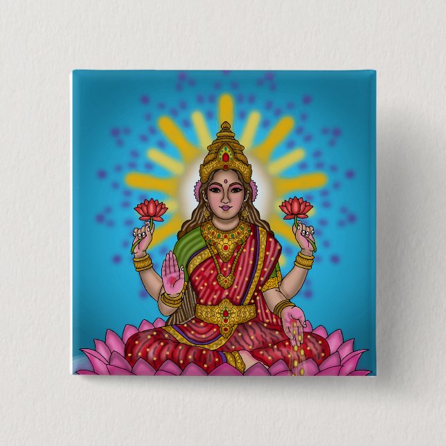 Göttin Lakshmi Knopf Button (Vorderseite)
