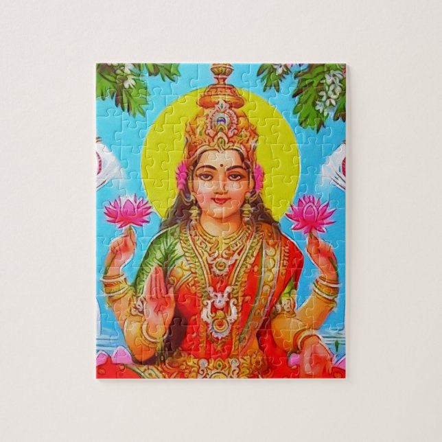 Göttin Lakshmi weiße Elefanten Diwali Malerei Puzzle (Vertikal)