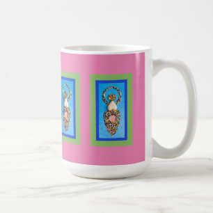 Göttin Mosaik in Grün & Blau auf Rosa Tasse