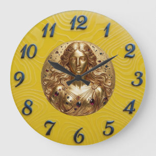 Göttin Nyx Zitronen-Zifferblatt Große Wanduhr