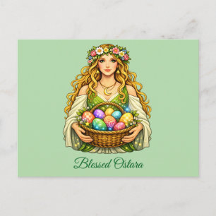 Göttin Ostara Frühlings-Tagundnachtgleiche Blumenk Postkarte