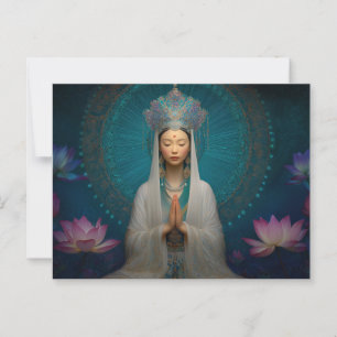 Göttin Quan Yin Digitale Glasmalerei Portrait Postkarte