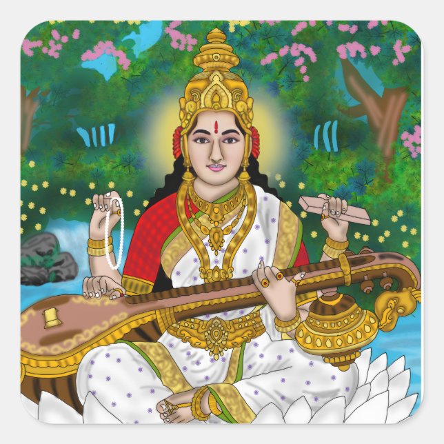 Göttin Saraswati Aufkleber (Vorderseite)