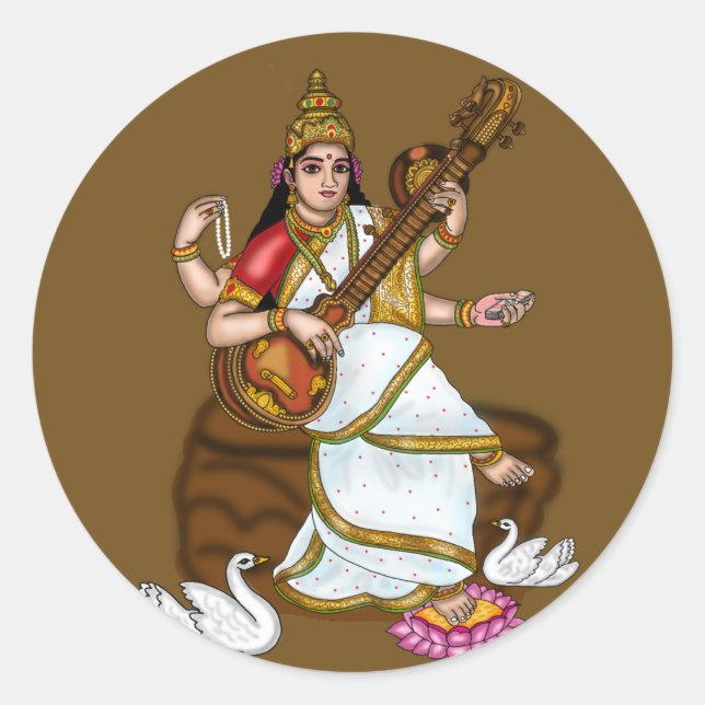 Göttin Saraswati Aufkleber (Vorderseite)
